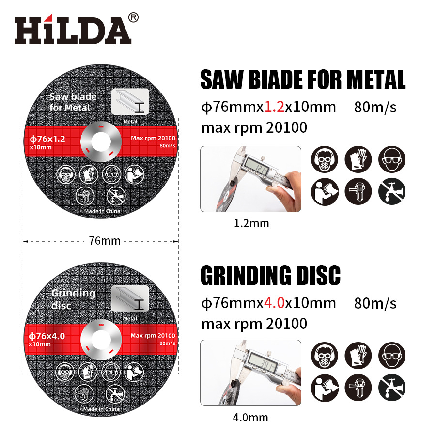 Cutting Disc for Steel Stainless Steel, 115mm Metal Cutting Disc for Angle Grinder, Hilda Brand Disc 4.5 inch Abrasive Wheels