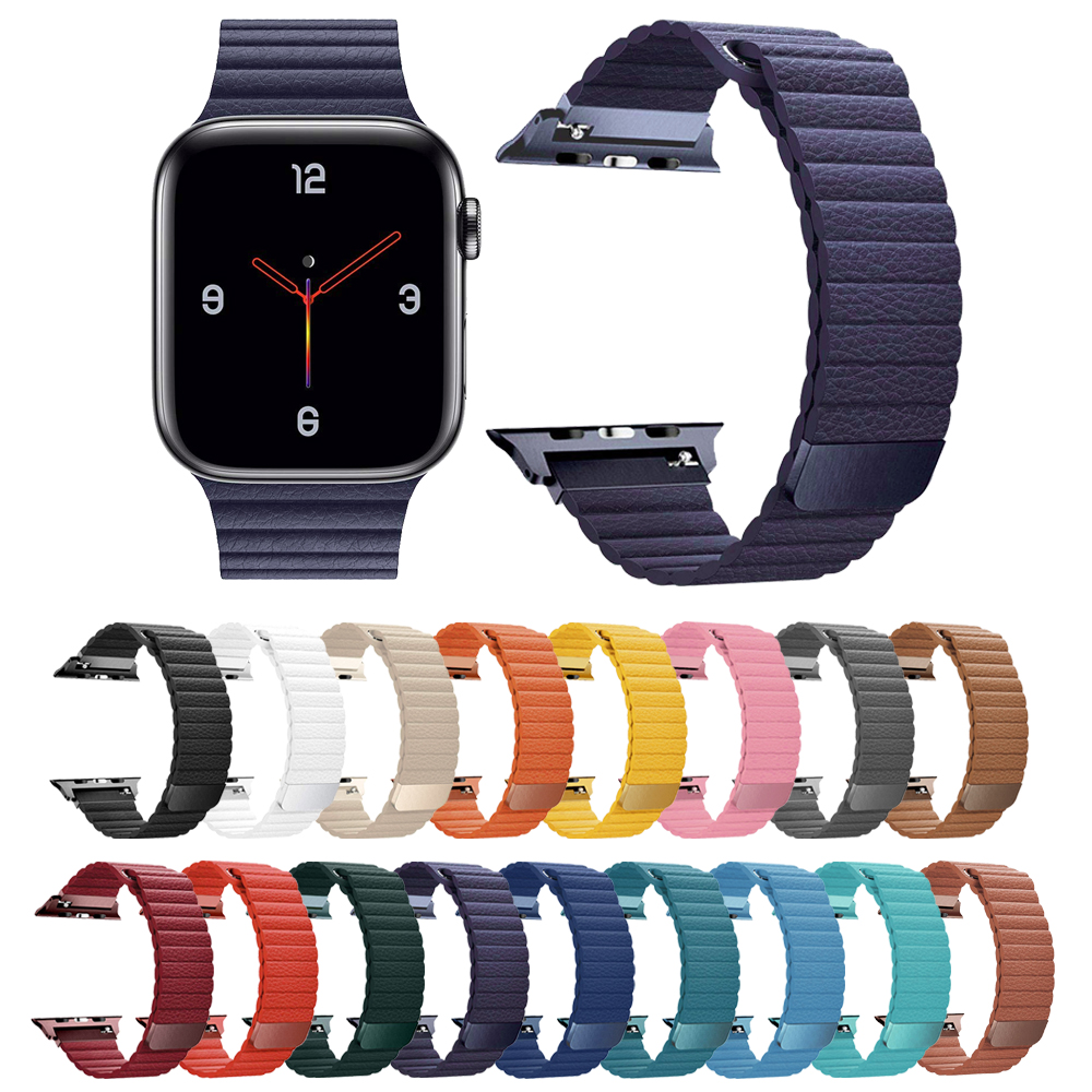 Айвенго для наручных часов Apple Watch, ремешок 42 мм, 38 мм, Версия 44 мм 40 мм Series 5/4/3/2, магнитный съемник для жестких бирок для электронного отслеживания товара, кожаная Петля ремешок браслет для наручных часов iWatch, ремешок
