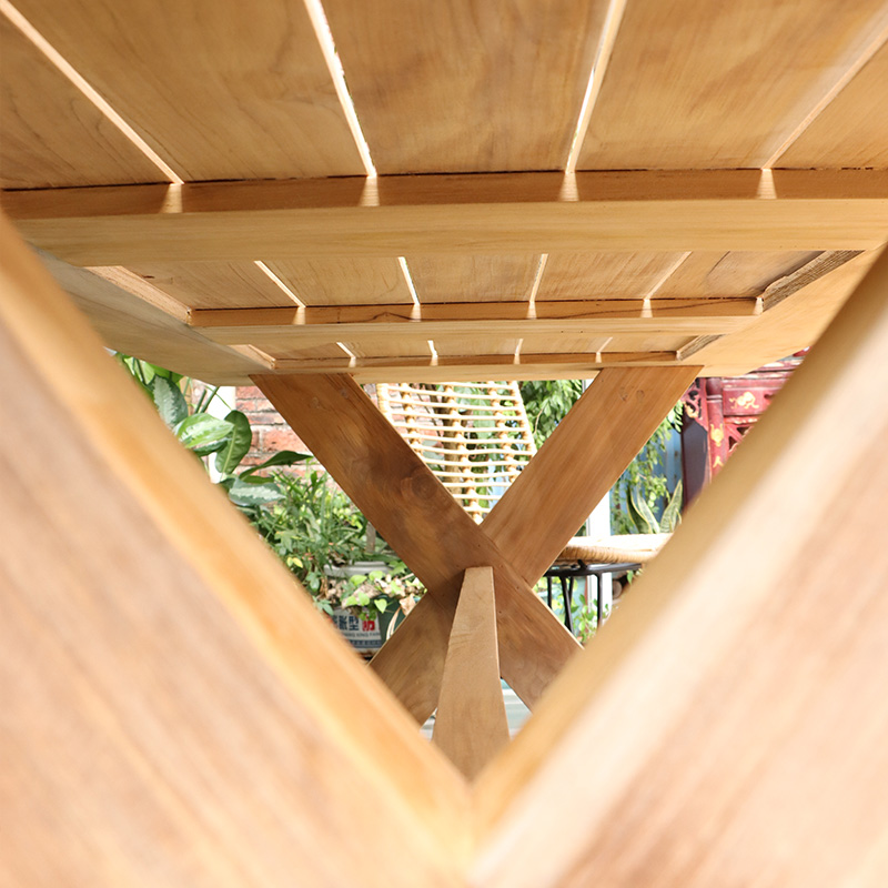Wood Dining table Hotel Outside Patio Dinner Teak Coffee table Wood Chairs Dining Set Other Outdoor Furniture