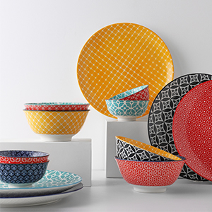 Colourful pad printing restaurant ceramic plates dishes colorful decal ceramic plate set ceramic dinner