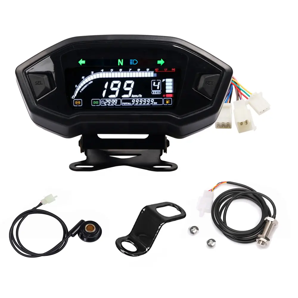 TERFU Motorcycle Digital Speedometer Digital Tachometer Dashboard Instrument Panel Meter LCD Display