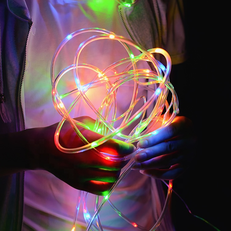 Festival decoration 100 LED led neon solid tube string light battery box   remote control