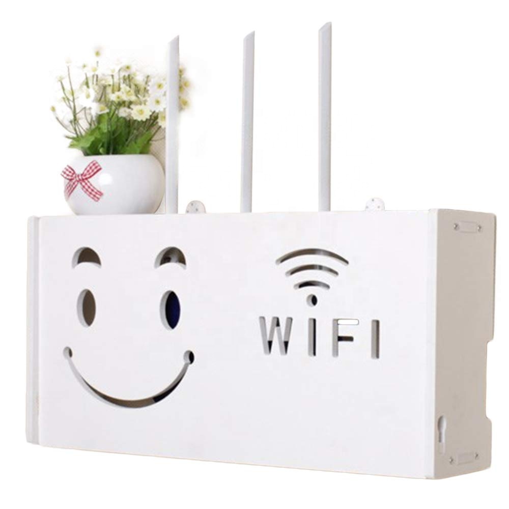 Деревенский деревянный Wi-Fi роутер, кабель питания, штекер, ящик для хранения, настенный кубический стеллаж, полка для хранения, большое улыбающееся лицо