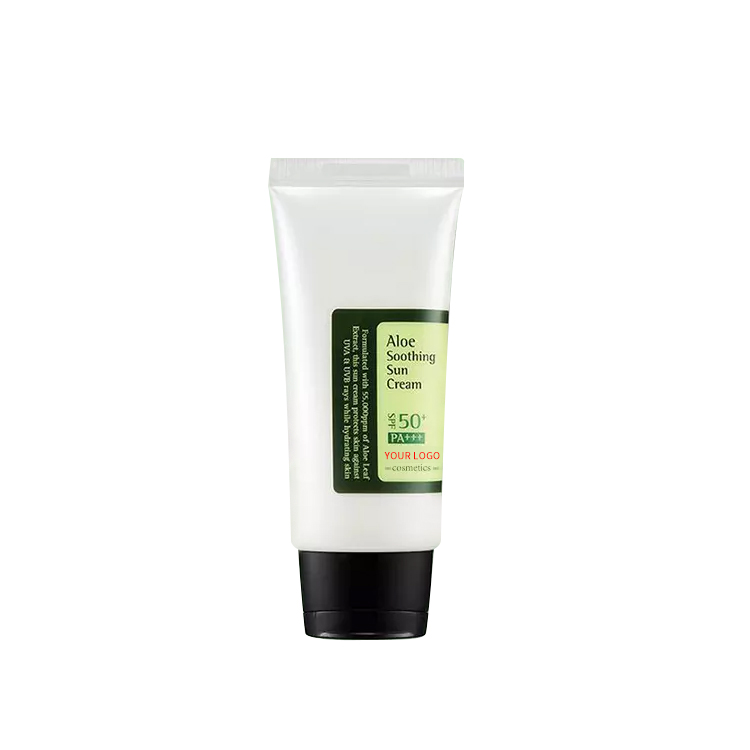 Частная этикетка Алоэ Успокаивающий солнцезащитный крем SPF50 + PA + + +, легкий, с защитой от солнечных лучей, экстракт алоэ вера, так же увлажняет кожу солнцезащитный крем