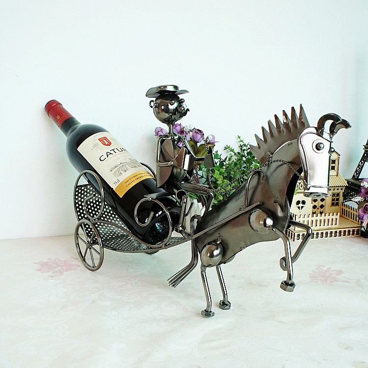 Iron Art Small Horse Handmade Home Ornament creative wine rack