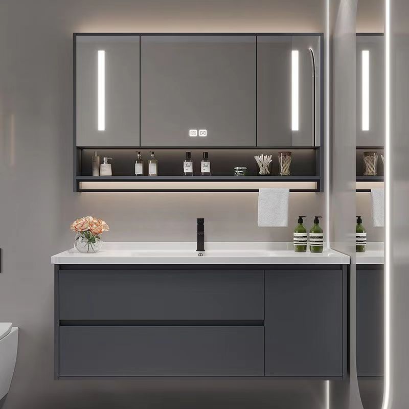 2024 Hot Wholesale Make Up Vanities Modern Style Wall Mount Toilet Equipment Led Mirror Cabinet Bathroom Vanity Basin Sink Set