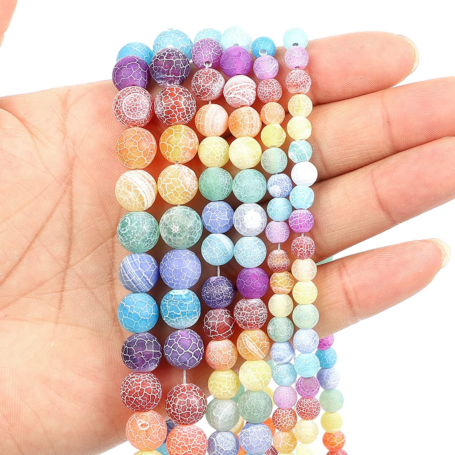 4 6 8 10 12 mm Matte Weathering Stone,Round Spacer Bead Frost Crab Agates beads,Beads For DIY Necklaces Bracelets