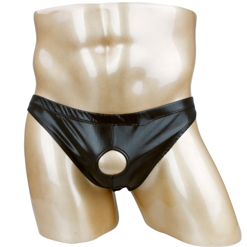 M-XL Men's Shiny Patent Leather Thongs Bikini Briefs Low Rise Backless Lingerie sexy Underwear Clubwear