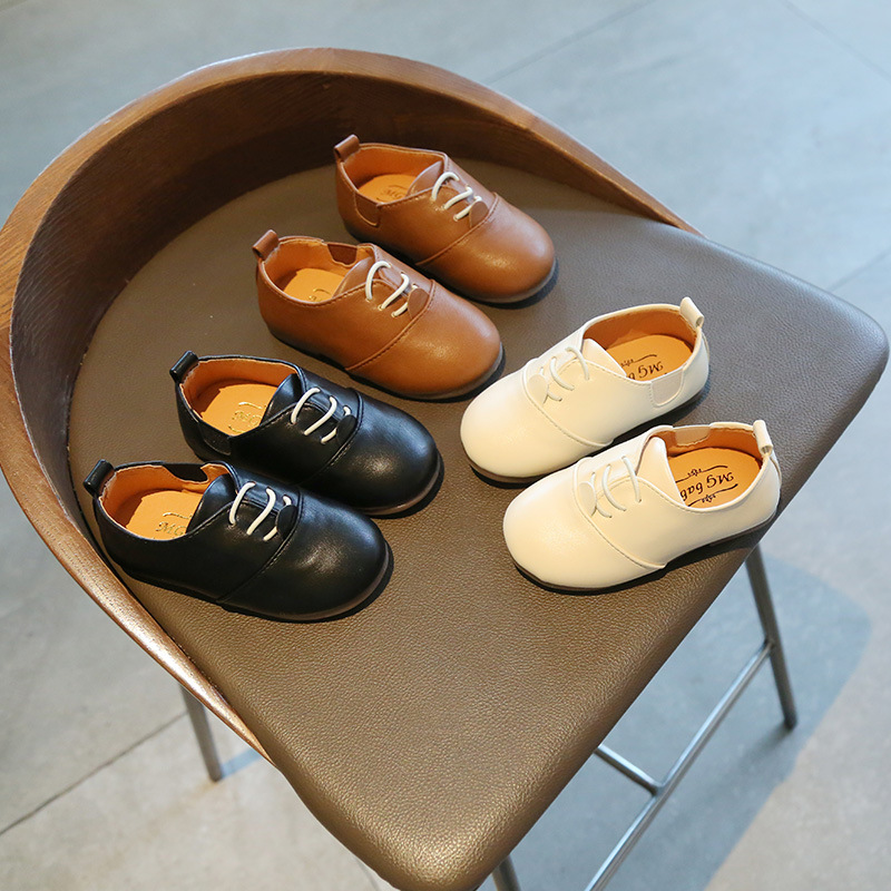 Children's small leather shoes elastic band boys slip-on pumps spring new baby toddler shoes1-3-7Years old Children's shoes