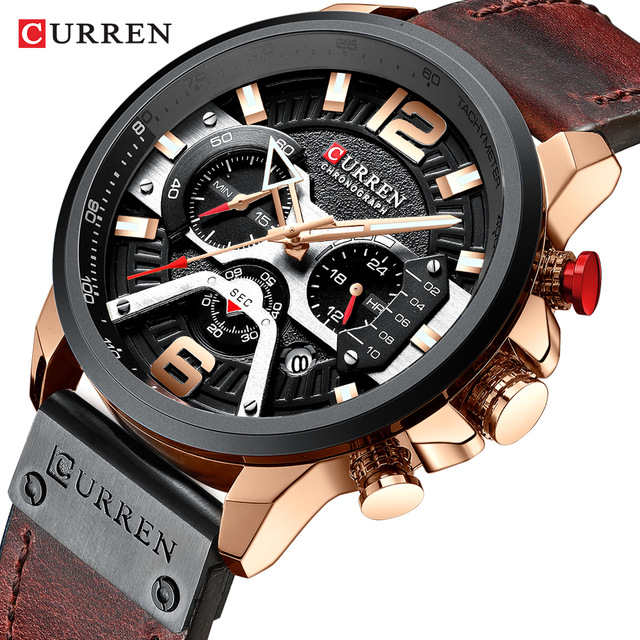 CURREN 8329 повседневные спортивные часы для мужчин Роскошные военные кожаные Наручные часы модные наручные часы с хронографом Relojes