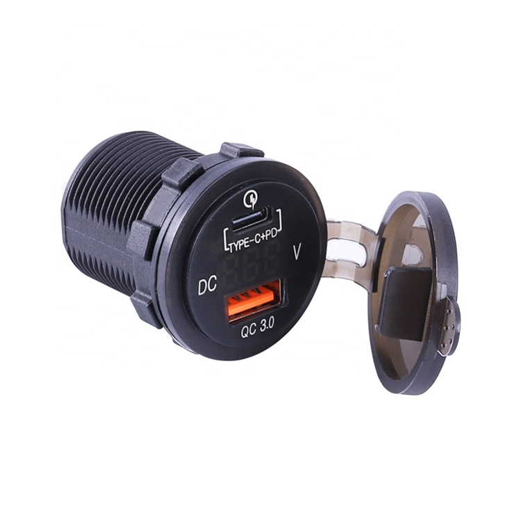 12 В 24 В DC водонепроницаемый вольтметр PD Тип C USB разъем Быстрая зарядка QC3.0 автомобильное зарядное устройство для лодки