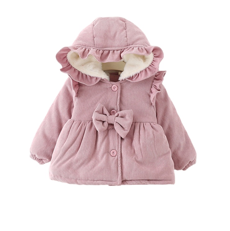 Cotton Coat New Girls Cotton Clothes Children Plus Velvet Corduroy Baby Thick Solid Color coats for kid