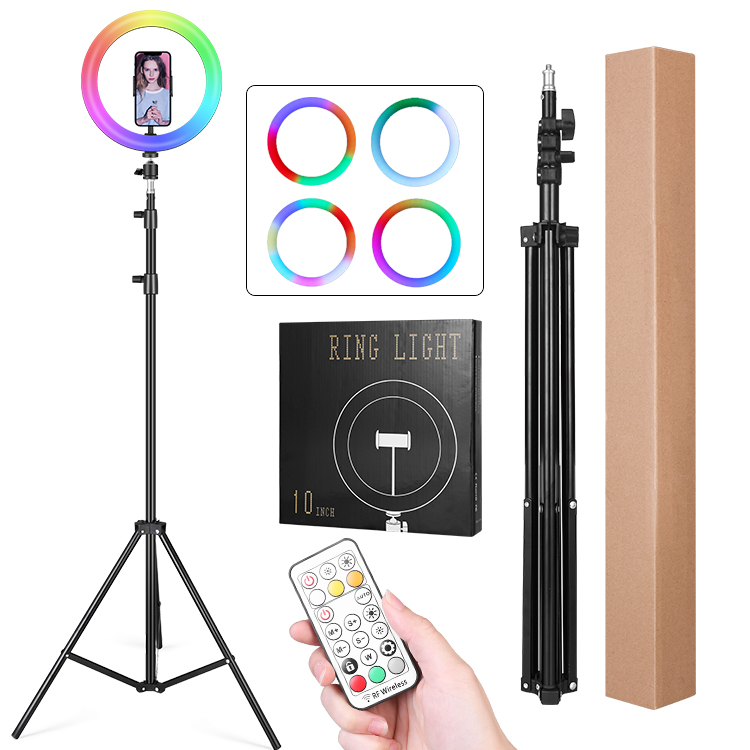 Kinscoter 10 дюймов Halo Usb Beauty Video Studio Photo Circle лампа RGB Led Selfie Ring Light RGB подсветка с подставкой для штатива