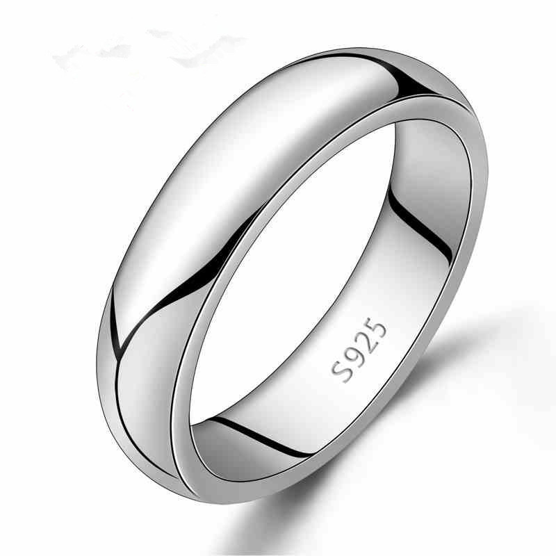 Simple S925 Sterling Silver Open Ring High Polish Plain Dome Couple Jewelry Wedding Birthday Gift For Womens Mens