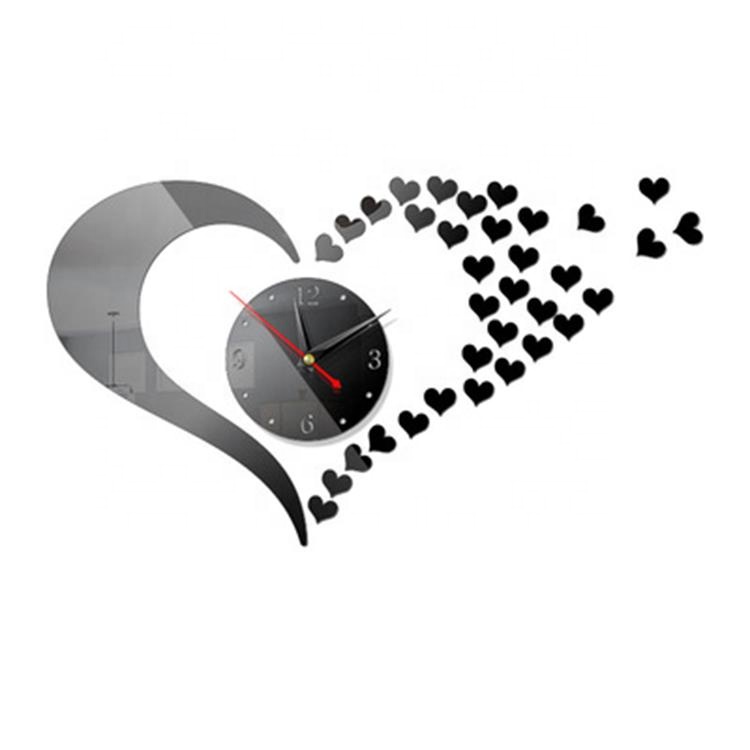 2021 Hot Sale 3D DIY Creative Nordic Sticker Acrylic Frameless Silent Digital Mirror Wall Clock