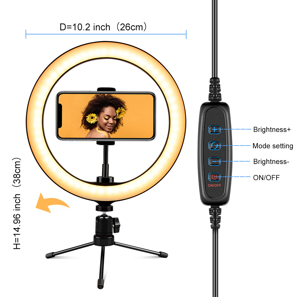 LED Ring Light Selfie Stick in Photographic Lighting With Tripod Stand mini LED Ring Light Adjustable