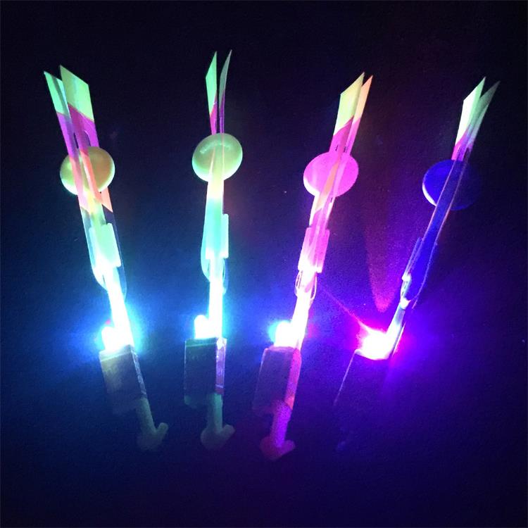Hot Sale Night Flying Toys Led Plastic Slingshot Rocket Copter