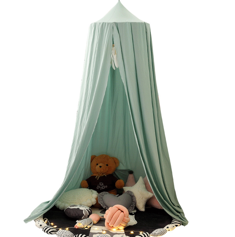 PLHMIA Cotton Princess Pink Blue White Color Children Kids Baby Cot Crib Canopy Bed Curtain Hanging Mosquito Net For Girls Bed