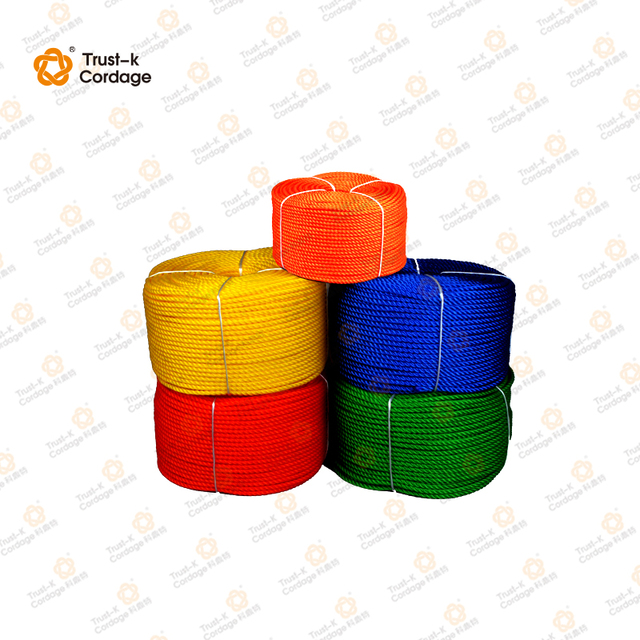 Plastic Rope Multifunction Yellow Blue Orange Red Green PP PE 3 Strand Twisted Rope Plastic Rope