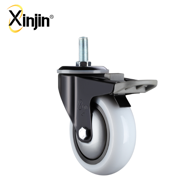 3 inch medium duty PP thread stem caster wheel with brake