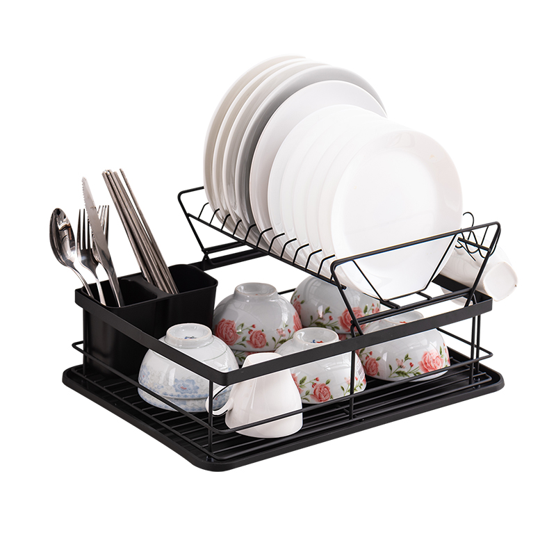 ORZ0603 2-Tier Dish Drainer Compact Dish Drying Rack drip organizer sink pantry plate dishes