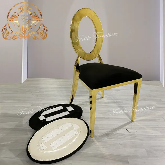 Свадебный Банкетный стул с белой оправой из нержавеющей стали и золотистым металлическим покрытием