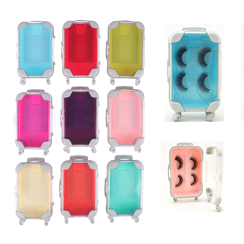 3d mink eyelashes vendor eyelash suitcase luggage packaging,pink mini suitcase for eyelashes,18 mm mink eyelash suitcase packagi