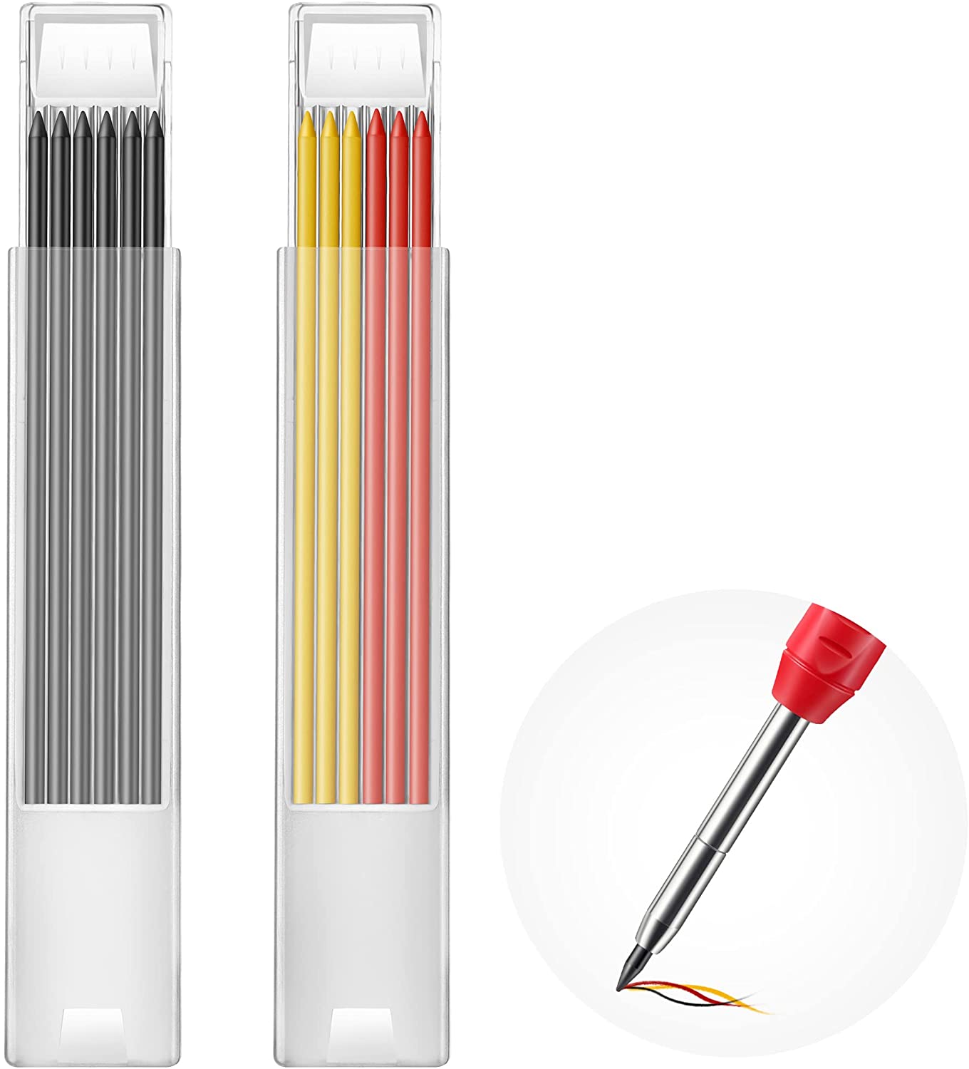 Solid Carpenter Pencil Refills for Constructions, 2.8 mm Deep Hole Mechanical Pencil Replacements