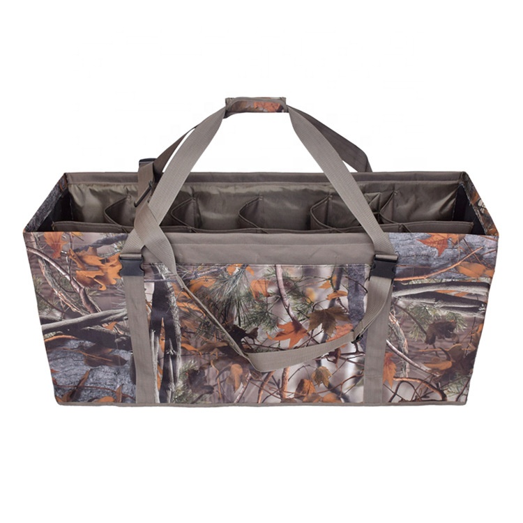 Large Capacity Hunting and Outdoor Heavy Duty camouflage Tactical Decoy Duck Bag 12 Slot with Adjustable Should Strap