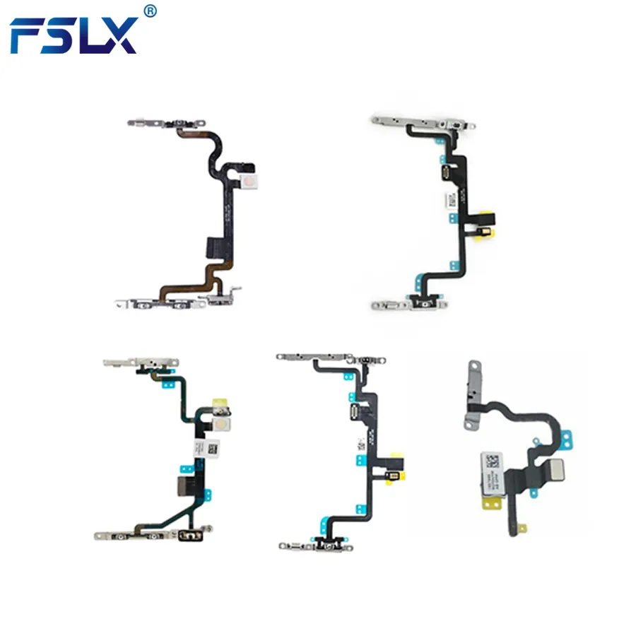 Power Flex Cable For iPhone 5G 5S SE 6s 7G 8G 8Plus XR Volume Button Switch Key Power Flex Cable With Metal Replacement Parts