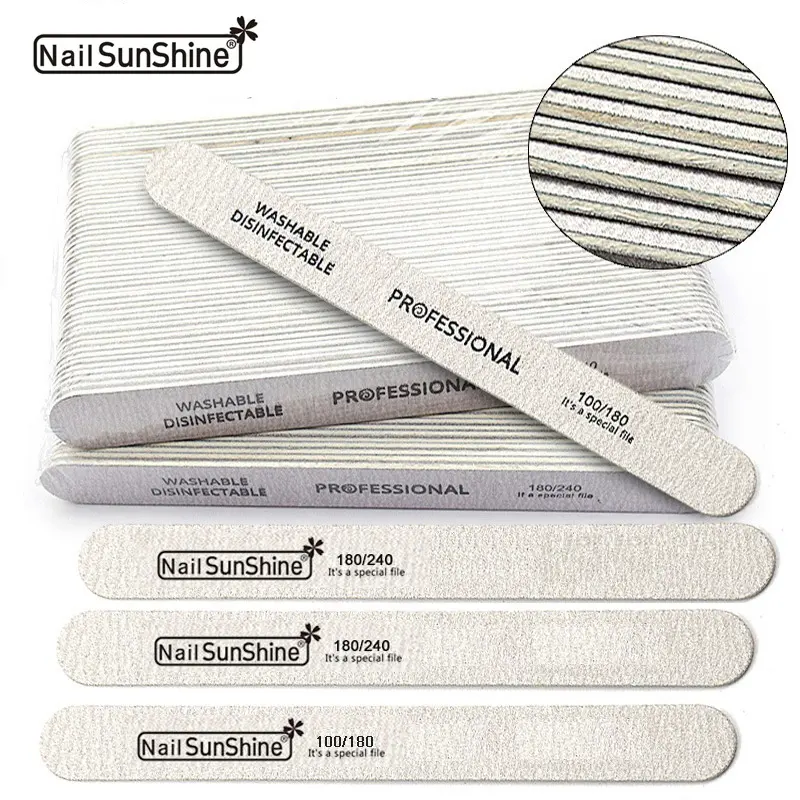 Wood sanding nail files straight disposable emery board abrasive nail file waterproof zebra gray wood sanding nail file