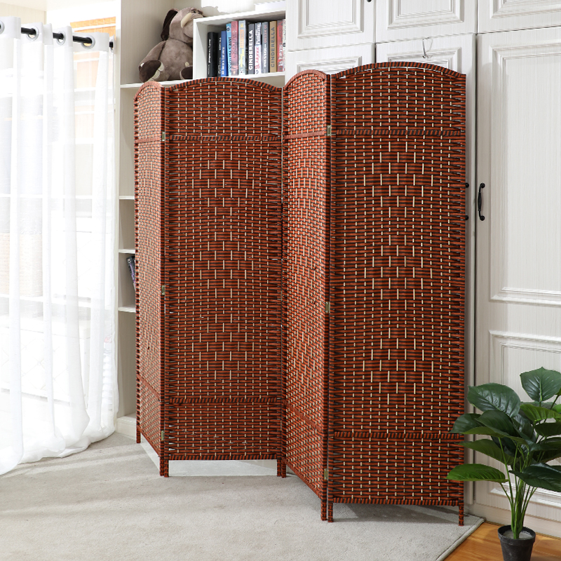 Room divider and folding screen 4 panels diamond weave fiber movable room partition folding indoor wall for office
