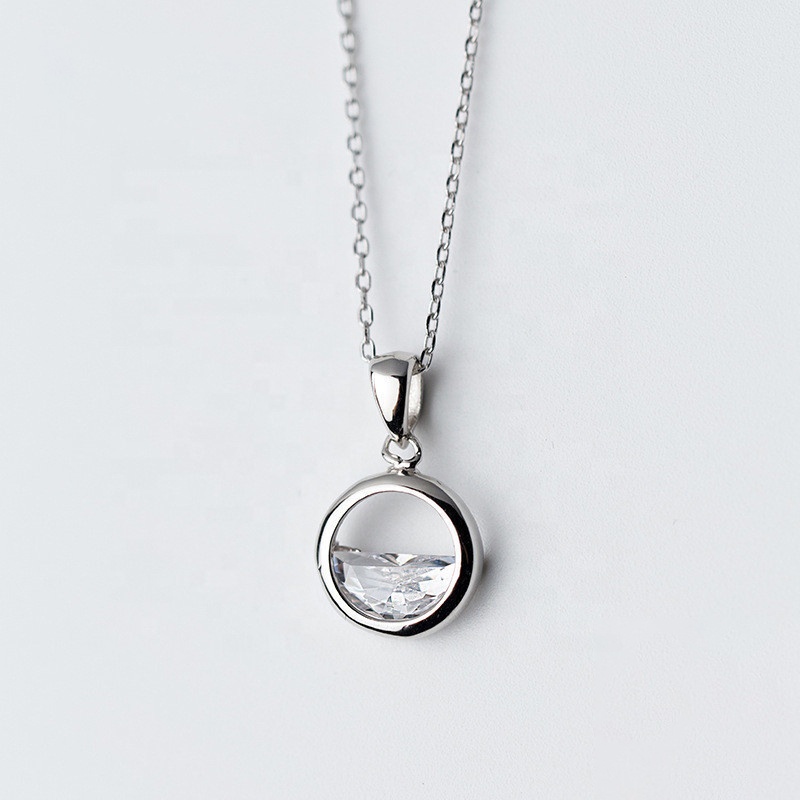 Crystal  925 sterling silver saudi white gold jewelry necklace designs for women