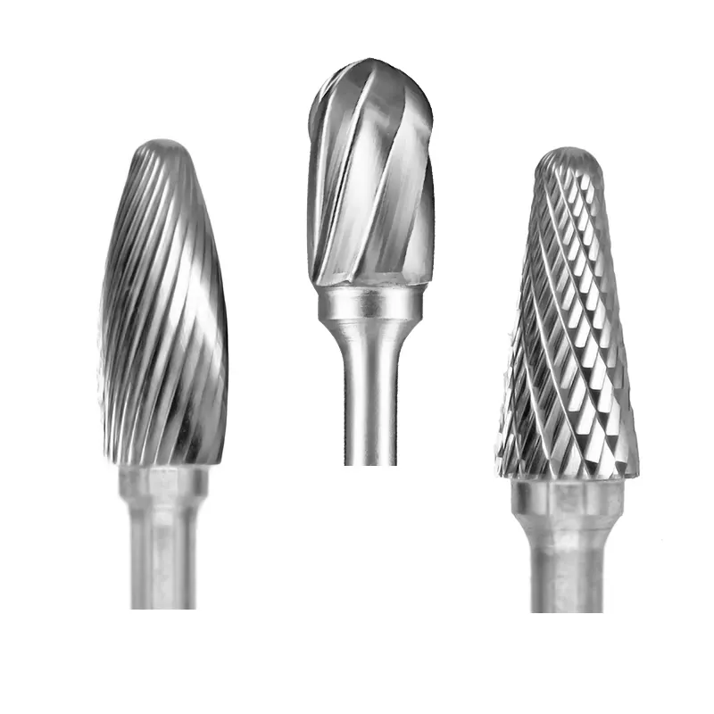 Custom tungsten carbide burrs rotary file with single double coarse diamond cut tooth deburring grinding bits cutting tools
