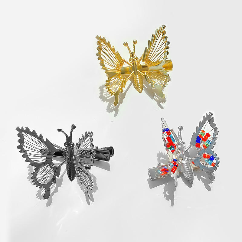 Exquisite metal butterfly hair pins with movable wings Ladies elegant hairpins Bling alloy hair clips accessories for women