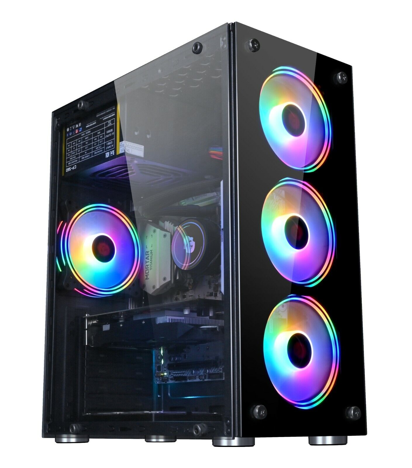 Игровой ПК корпус блок питания ATX/ITX/M-ATX полный вид сбоку панель Temper стекло для фронтального экрана игровой