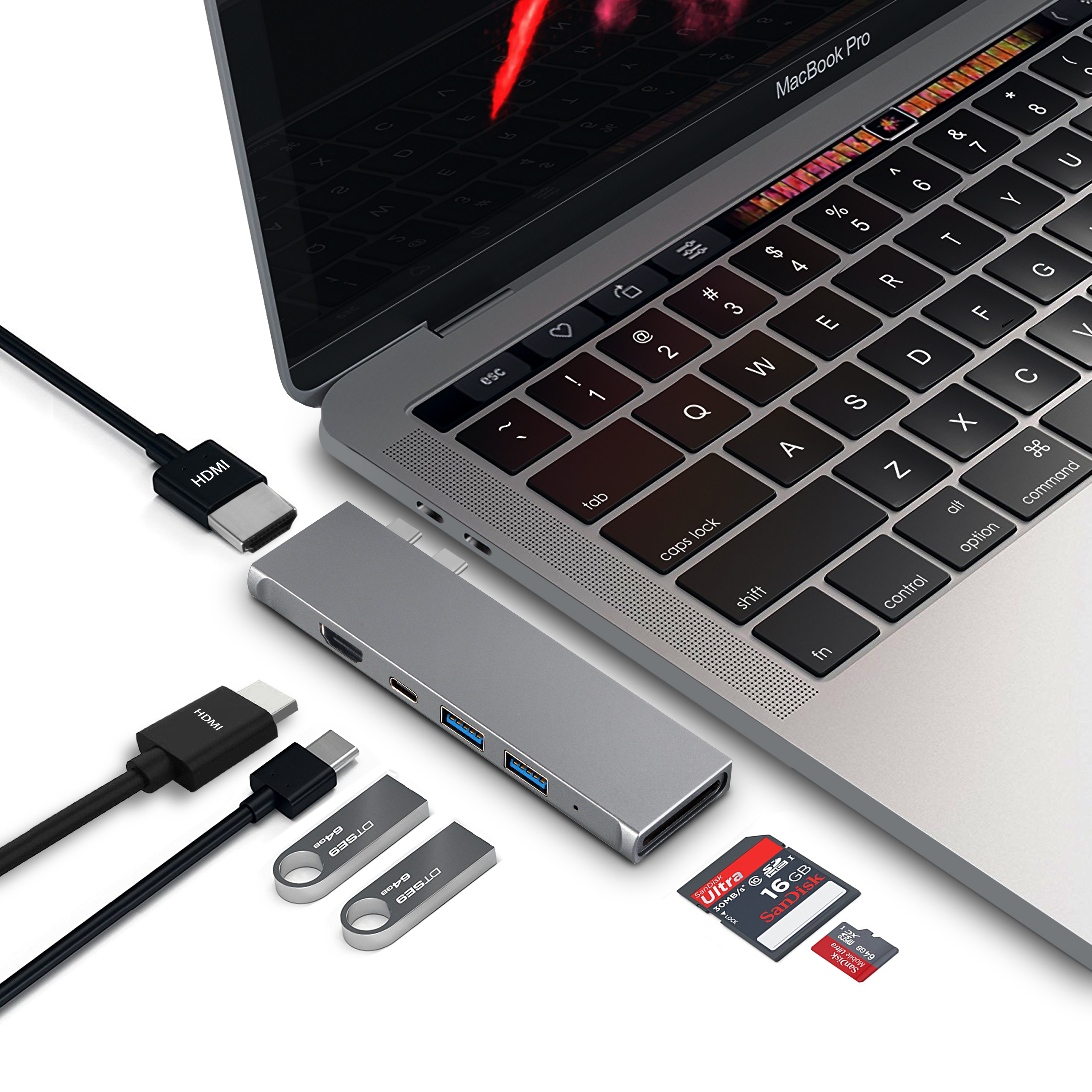 7 в 1 Dual USB-C концентратор к Dual Core 4K HD MI Многофункциональный USB C концентраторы для macbook