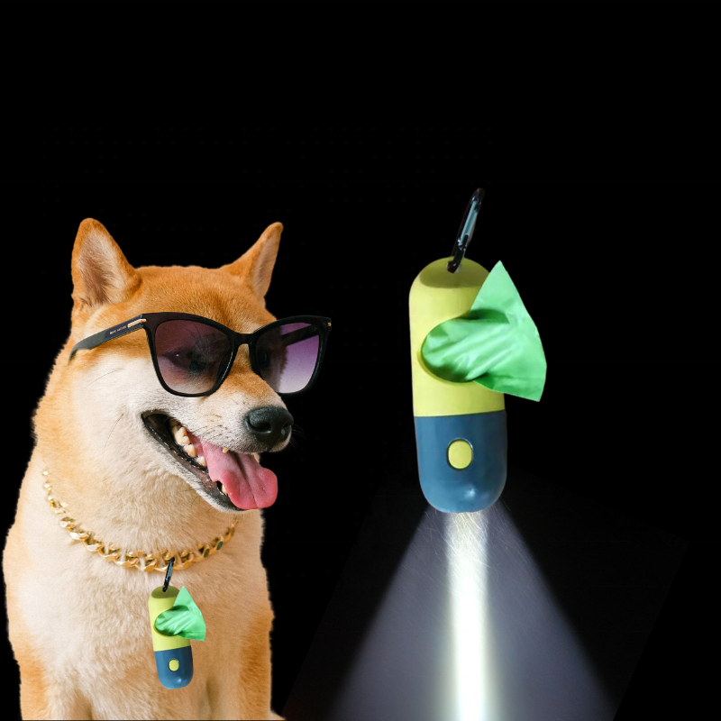 2022 Amazon Best Seller Pill Shape LED Flashlight Pet Dog Poop Waste Bag Holder Dispenser