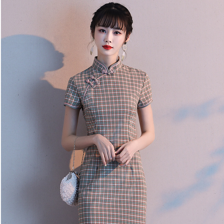 2020 Новое модное дизайнерское высококачественное женское Qipao с коротким рукавом женское платье Элегантный Ретро стиль