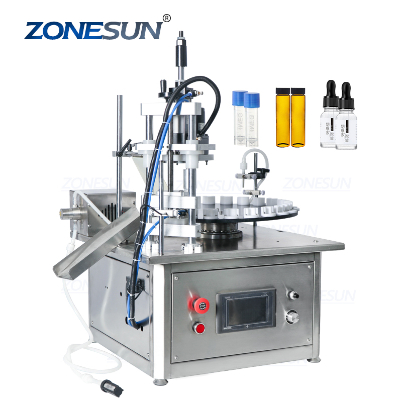 ZONESUN ZS-AFC1M Настольный моноблок с эфирным маслом Роторная автоматическая 2 в 1 маленькая машина для наполнения и укупорки стеклянных бутылок
