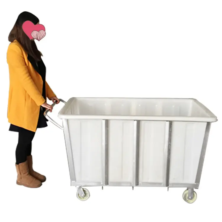 Heavy duty commercial plastic laundry trolley cart for printing and dyeing