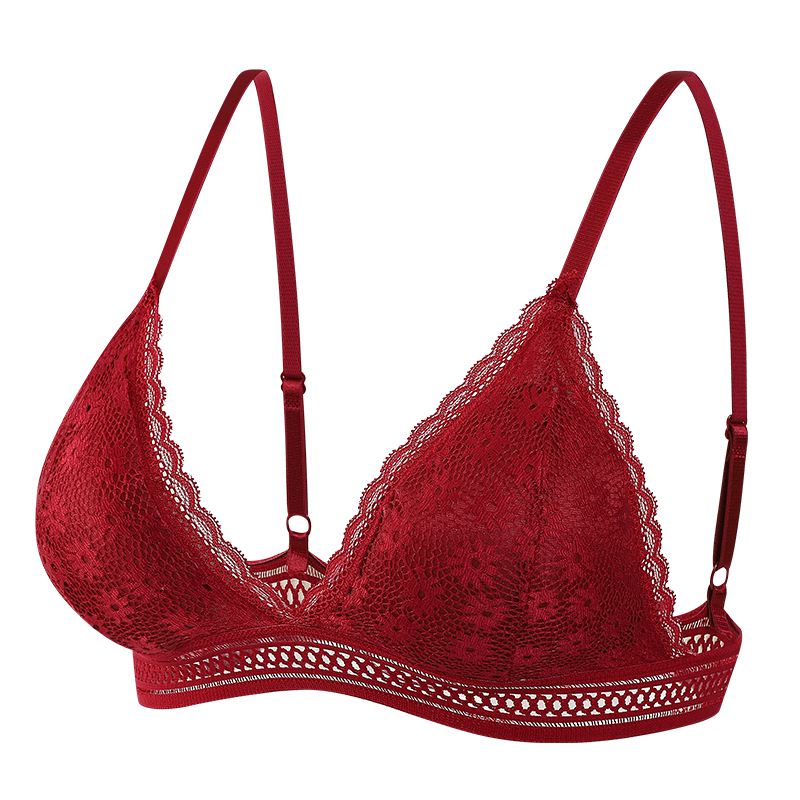 Ladies Sexy Lace Bralette Triangle Thin Cup Girls Lingerie Deep V Wireless Underwear Lace Wrap Chest Bra