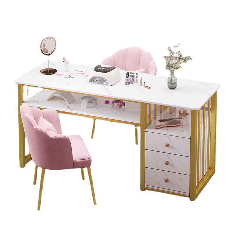 Modern Luxury Nail Salon Furniture Package Pedicure Manicure Bar Table Chair Set with Dust Collector Metal Modern Design