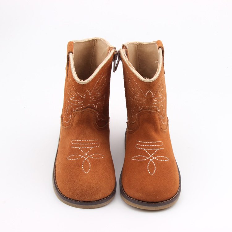 Cowboy Kids Booties Shoes Genuine Leather New Fashion Children's Boots Shoes In Hard Rubber Sole