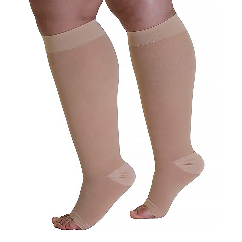 Wholesale Open Toe Compression Stockings 20-30mmhg Medical Varicose Veins Socks for Men & Women Autumn Football Use