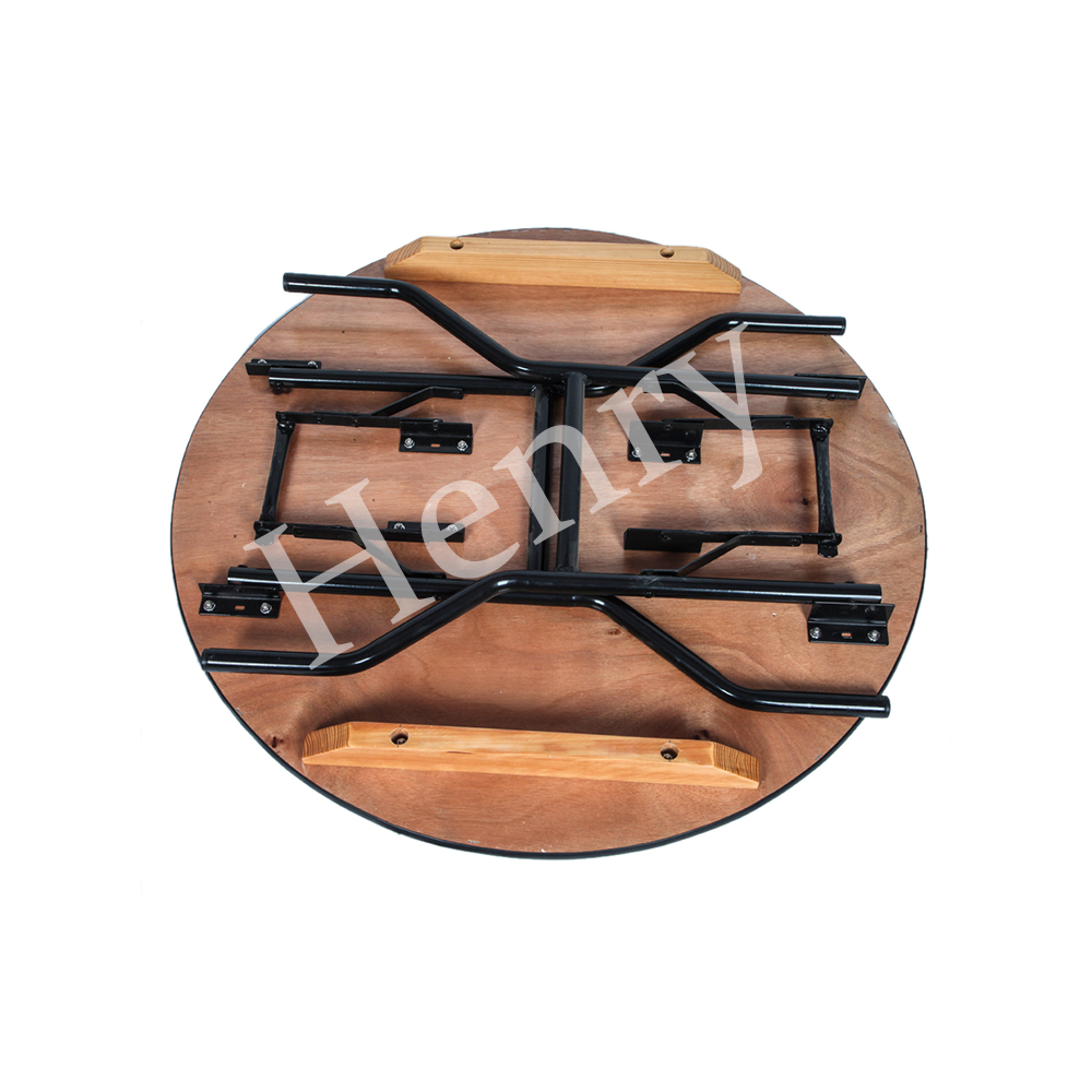 60inch Plywood durable round folding event party rental banquet dining table with iron metal legs