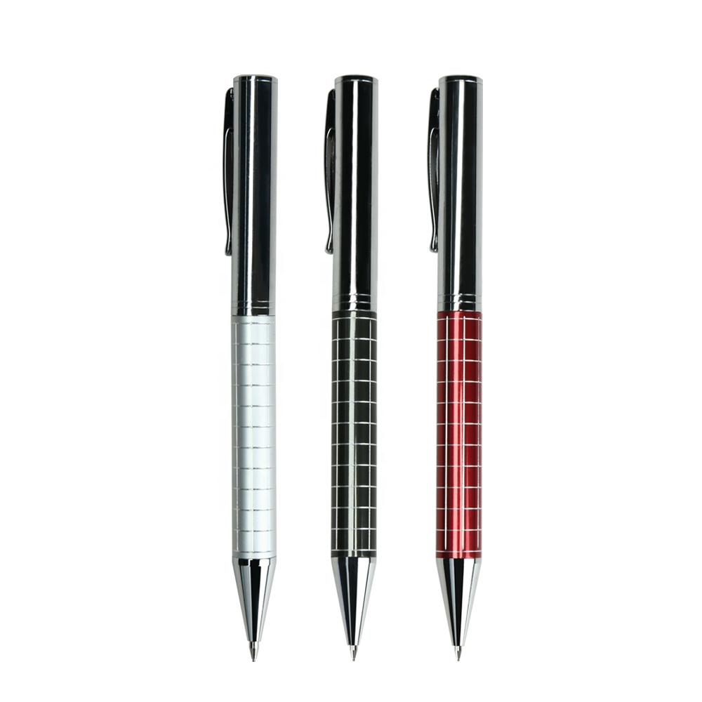 Luxury Stationery Supply Silver Colour Mechanical Pencils Red Metallic Pencils With Logo Custom Printed
