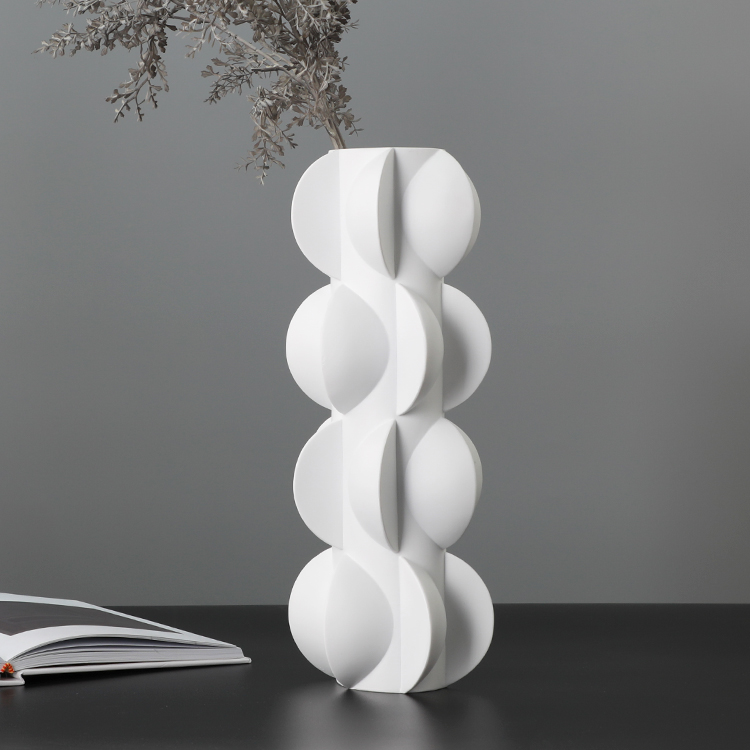Creative design white resin art sculpture flower vase for home decor