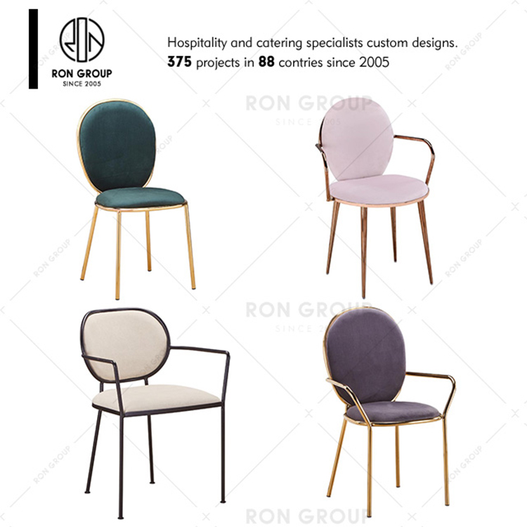 Lightweight Modern Design Outdoor Garden Cafe Coffee Shop Restaurant Matel Steel Leg Fabric High Back Dining Chairs with Armrest