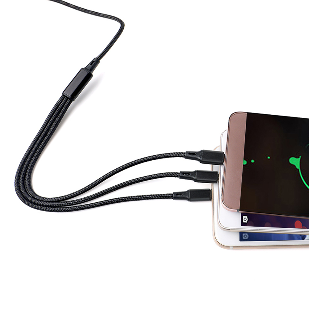 LVSHUO 1,2 м сотовый телефон 3 в 1 Плетеный зарядный Micro Type C IOS Usb кабель 3 в 1 кабель для быстрой зарядки